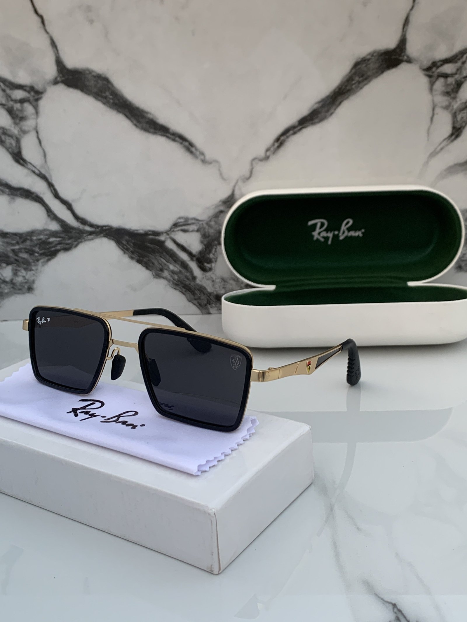 Branded RB 3601 gold black Sunglasses - Image 4