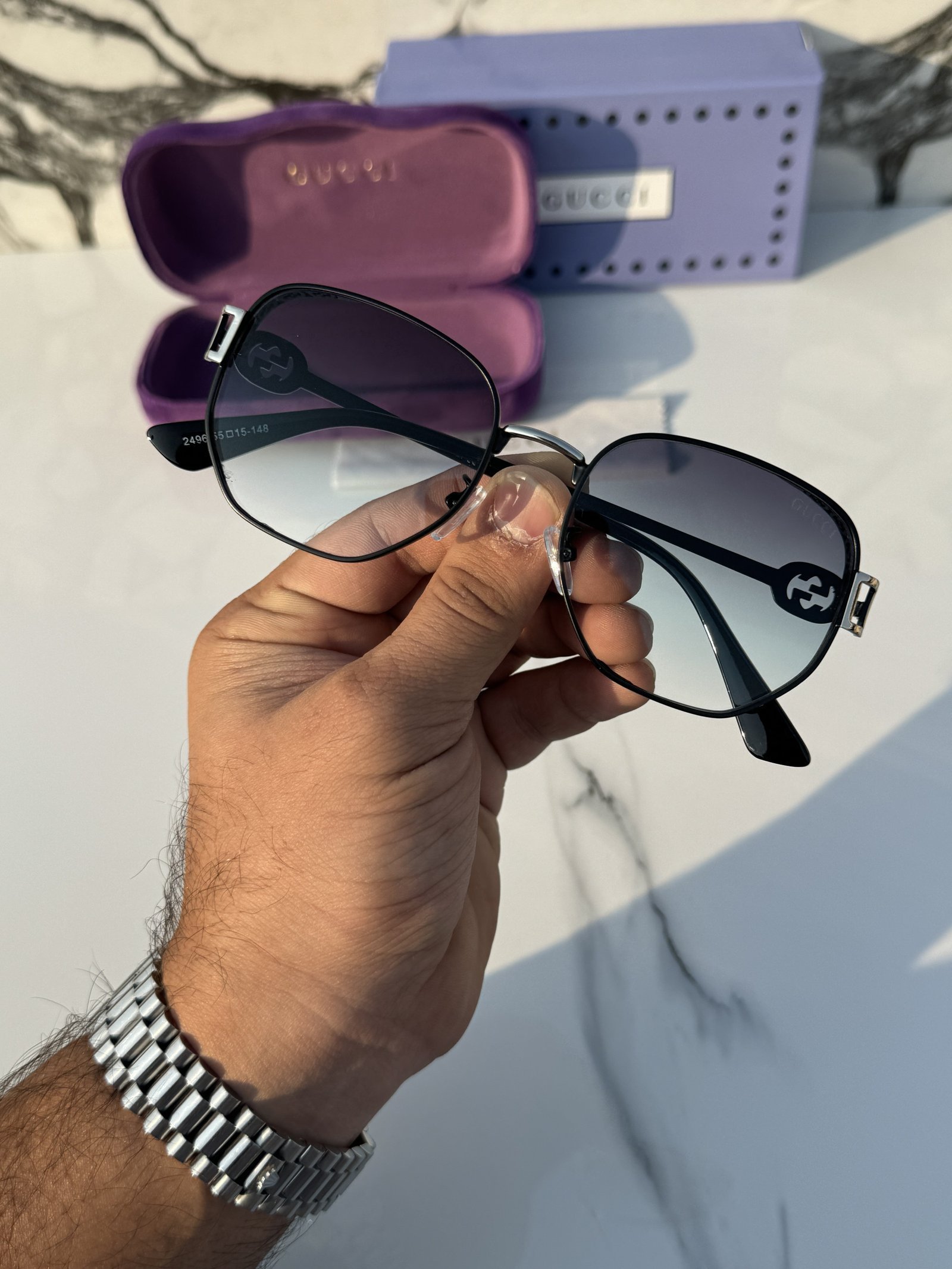 Branded Sunglasses 2496_silver_green - Image 4