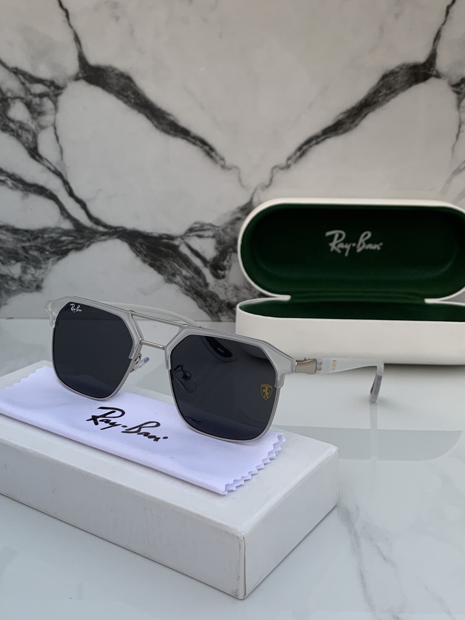 Branded RB White Black Sunglasses - Image 6