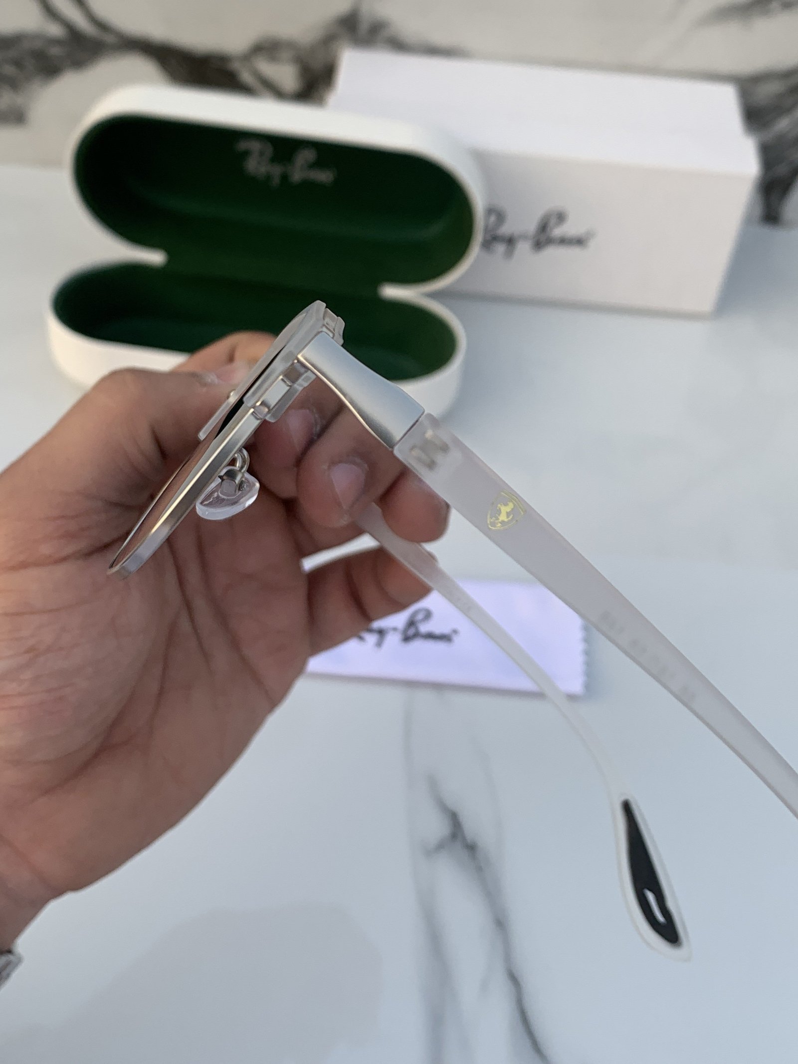 Branded RB White Black Sunglasses - Image 3