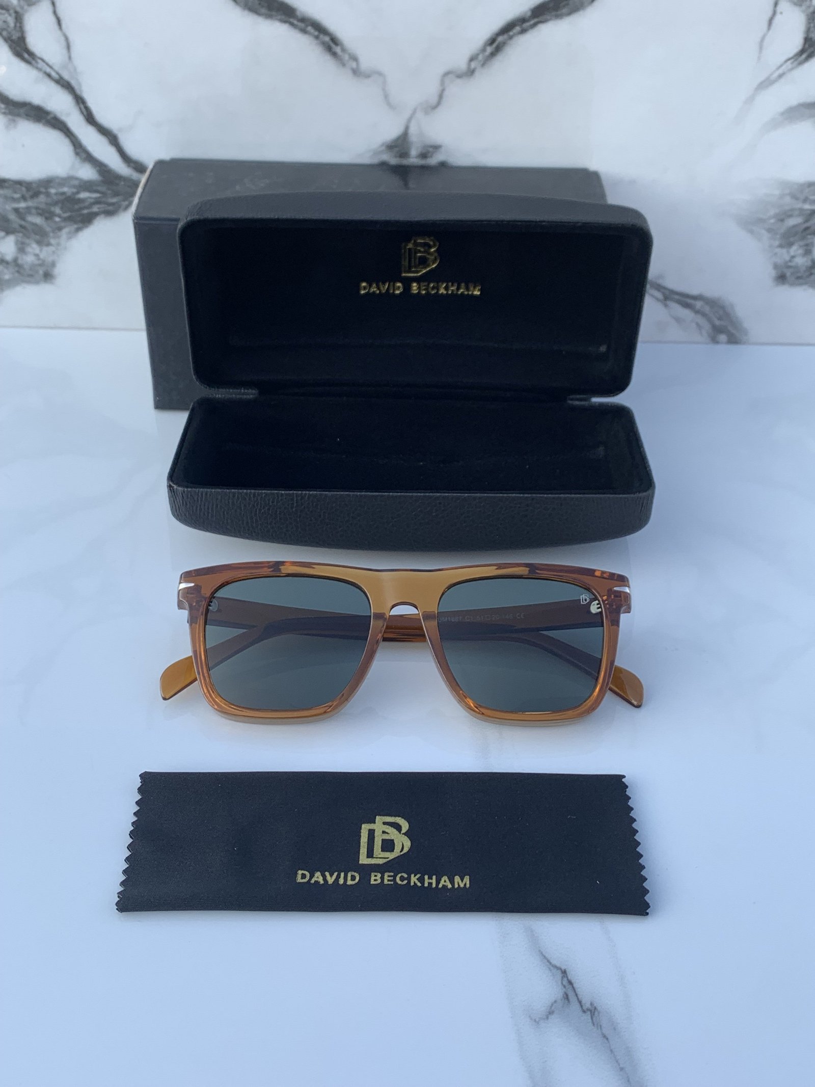 Branded Db Square Brown Green Sunglasses - Image 2