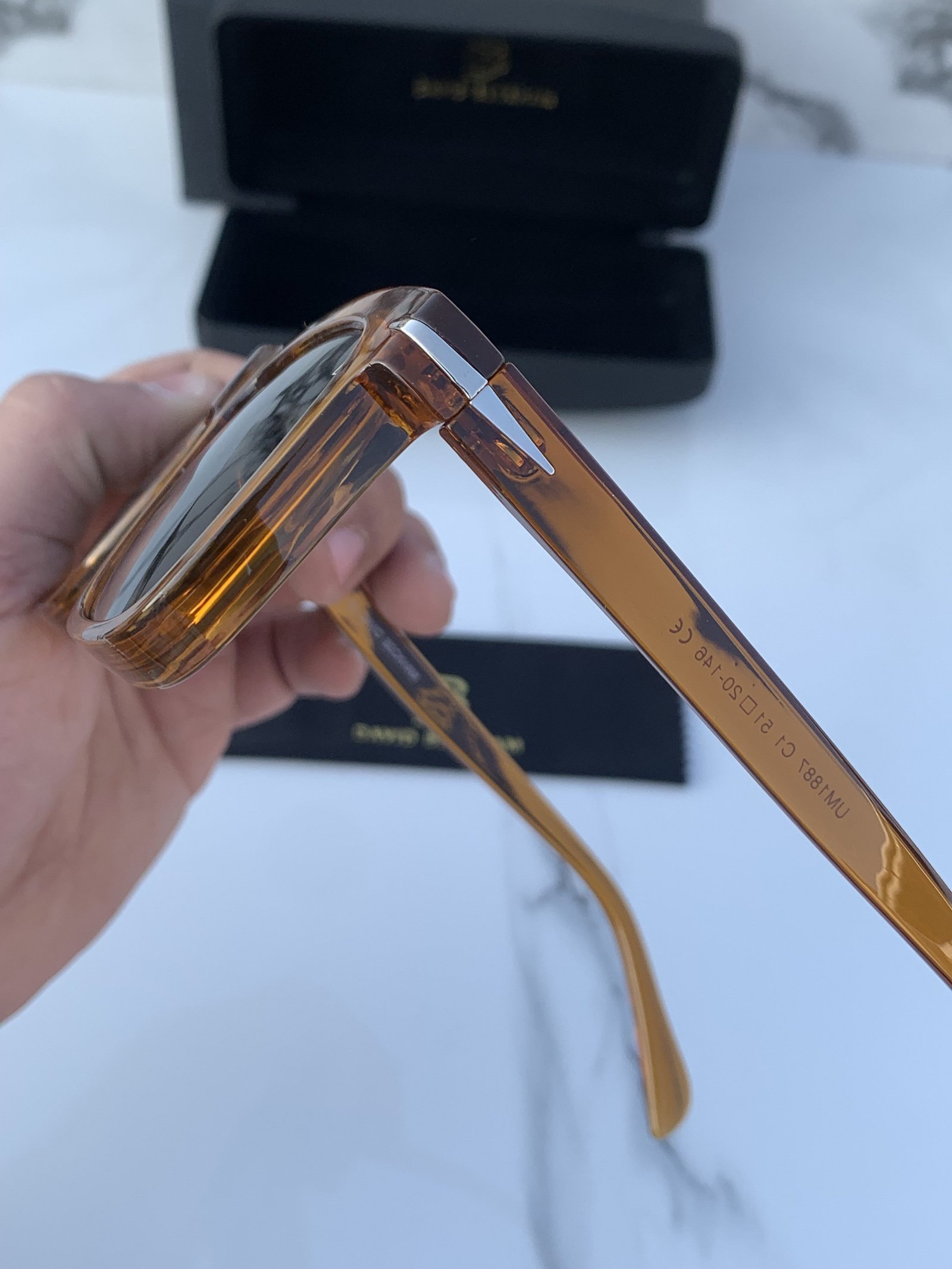 Branded Db Square Brown Green Sunglasses - Image 3