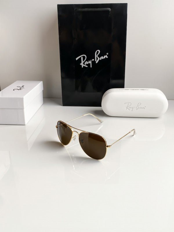 Branded Rb Gold Brown Aviator Sunglasses Bt - Image 3