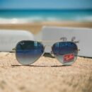 Branded Rb Gold Blue Aviator Sunglasses