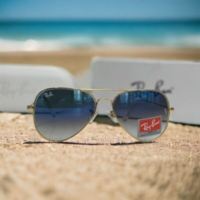 Branded Rb Gold Blue Aviator Sunglasses