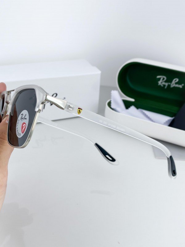 RAYBAN RB04 FERRARI EDITION WHITE FRAME BLACK POLARIZED GLASS - Image 4