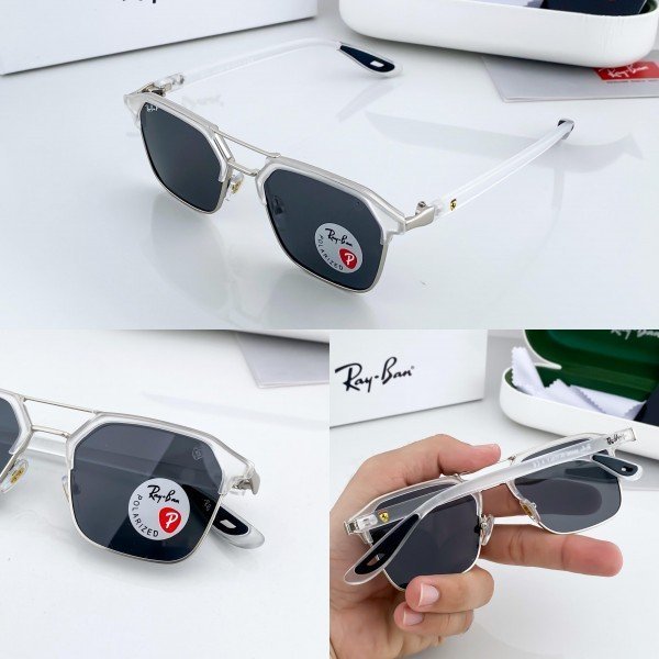 RAYBAN RB04 FERRARI EDITION WHITE FRAME BLACK POLARIZED GLASS - Image 5
