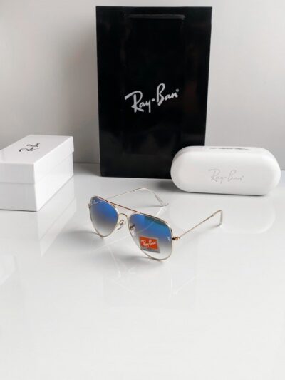 RAYBAN 3026 GOLD BLUE SHADED 61 SUNGLASSES