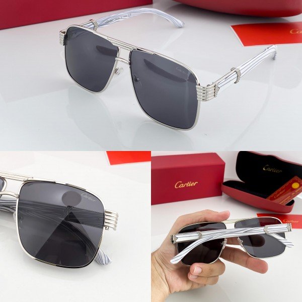 Cartier Silver Black 3364 Sunglasses - Image 2
