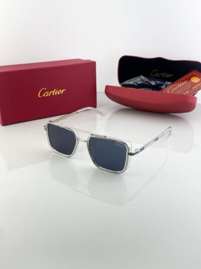 Cartier Silver Black 210 Sunglasses