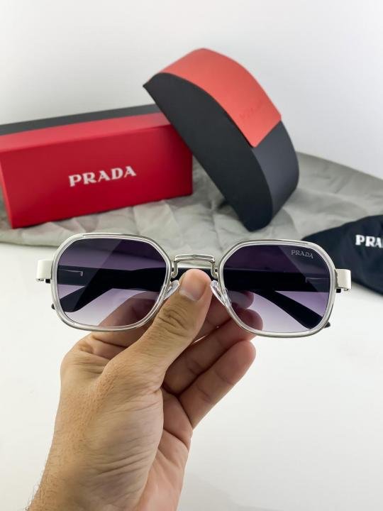 Prada Silver Black Shaded 986 Sunglasses - Image 5