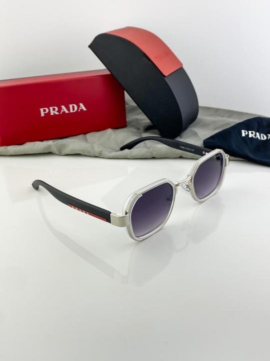Prada Silver Black Shaded 986 Sunglasses - Image 3