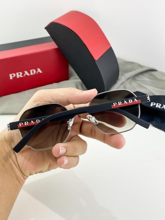 Prada Silver Green Shaded 972 Sunglasses - Image 5