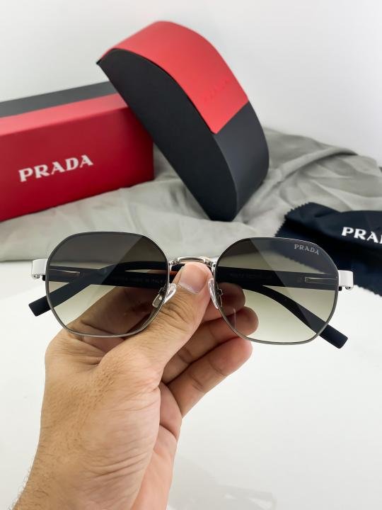 Prada Silver Green Shaded 972 Sunglasses - Image 4