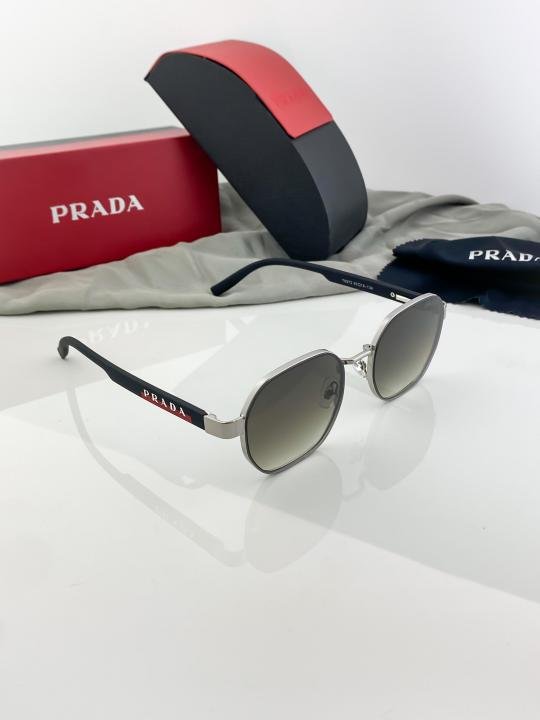 Prada Silver Green Shaded 972 Sunglasses - Image 2